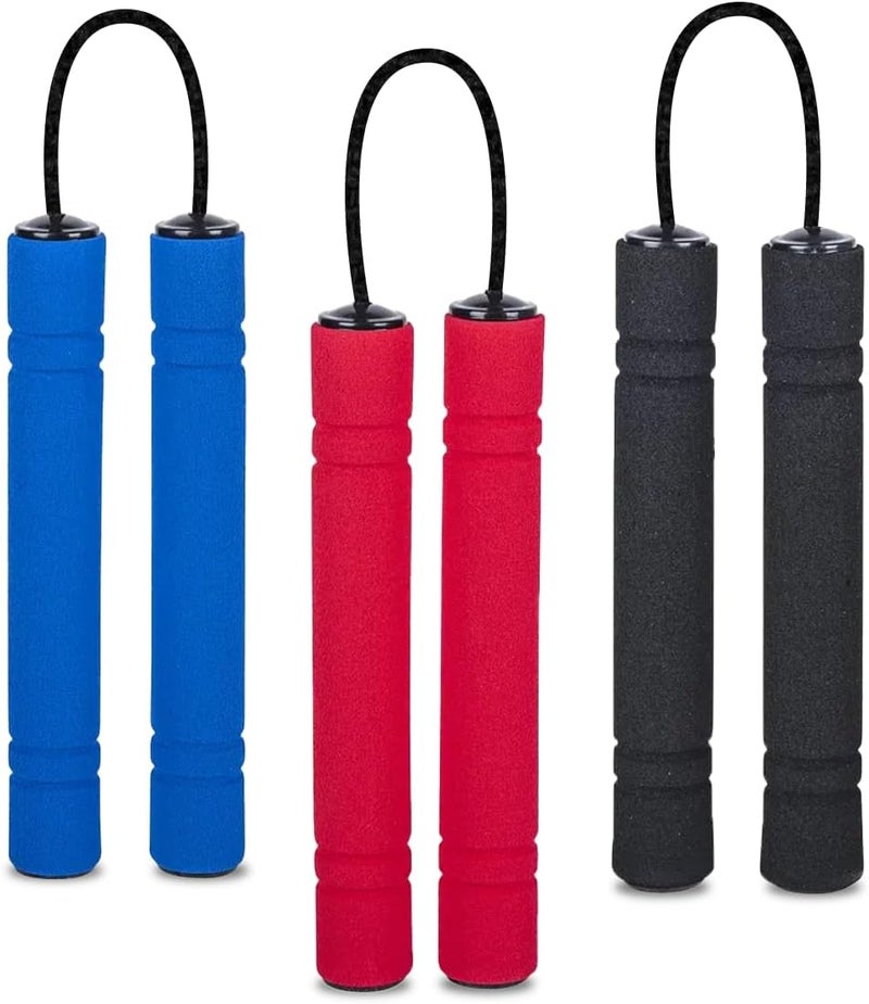 Playbees Foam Toy Nunchucks for Kids, 3 Pack, Red Blue Black Colors, Soft Training Martial Arts Equipment, Gift Toy for Children, Party Favors, Birthday Gift for Boys and Girls, - Image 1
